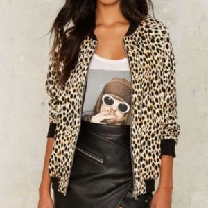 Nasty Gal Motel Animal Print Bomber Jacket XS